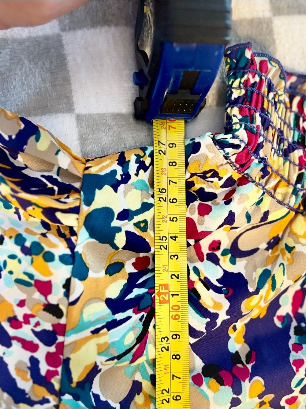 Chic Soul 2X Colorful Floral Ruffle Sleeve Smocked Neck Blouse - Picture 9 of 10